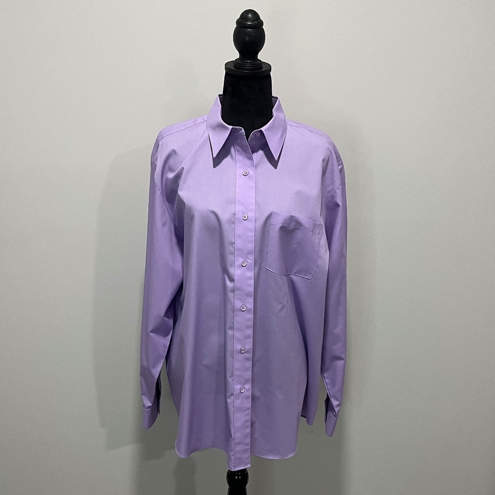 Foxcroft Wrinkle Free, Dress Shirt, Size 18 Purple